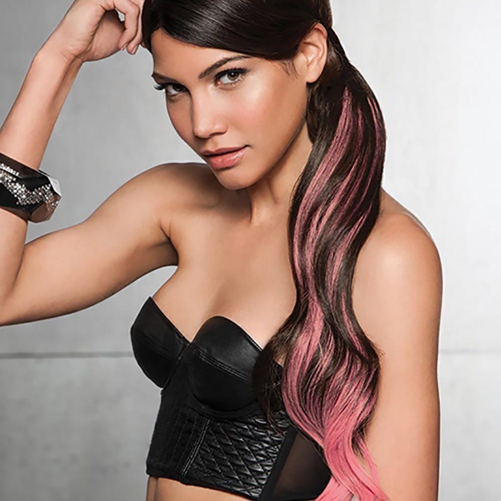 Hairdo Coda Splash Color Hair Extension, Brown and Pink Ombré, New